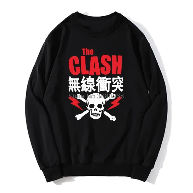 The Clash  Red Men's Black Hoodie Novelty Cartoon Men O-neck Hoodies Sweater Sweatshirt Streetwear Harajuku