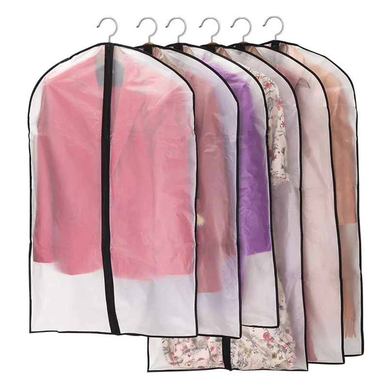 6pcs/set Transparent Clothing Covers Garment Suit Dress Jacket Clothes Coat Dustproof Protector Travel Bag Dust