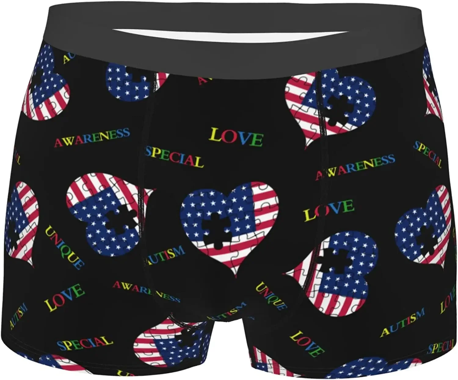 Slip Boxer traspiranti da uomo bandiera americana Love Comfort Soft Stretch Underwear Trunks con custodia in rigonfiamento per uomo ragazzi