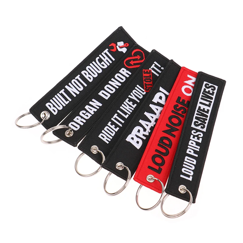 New 1pcs Car Key Ring Key Fobs Insert Before Flight Keychain Jewelry Motorcycle Key Tag Embroidery Luggage Key Tag