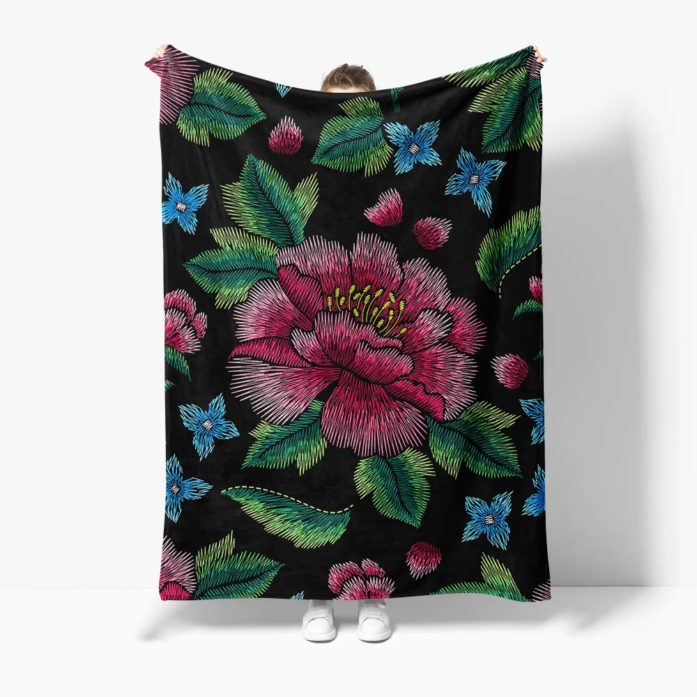 

Стеганое одеяло с цветочной вышивкой, мягкое флисовое покрывало для женщин и девочек, подарок, декоративное покрывало, чехол для дивана