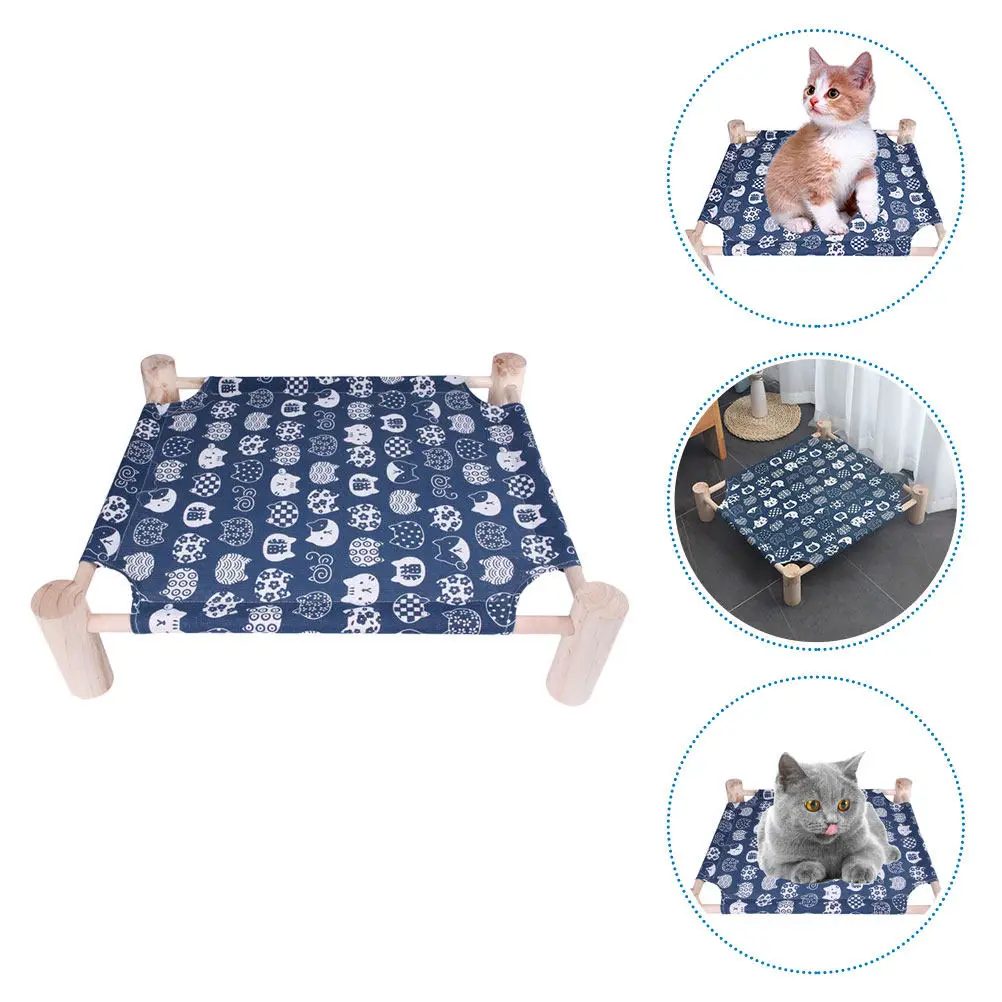 

Подъемная кровать-гамак для кошек на деревянных ножках, дышащая, моющаяся, съемная, для использования в помещении и на улице, с прочной опорой для сна кошек