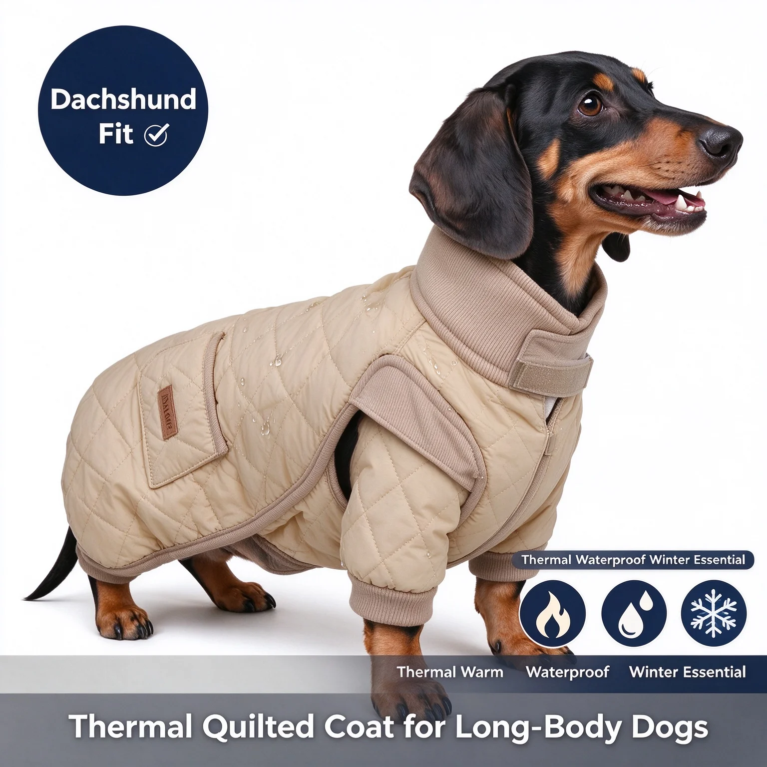 Dachshund Dog Winter Coat Thermal Waterproof Windproof Reflective Pet Jacket Small Medium Warm Outdoor Clothes Nylon Collar Hole