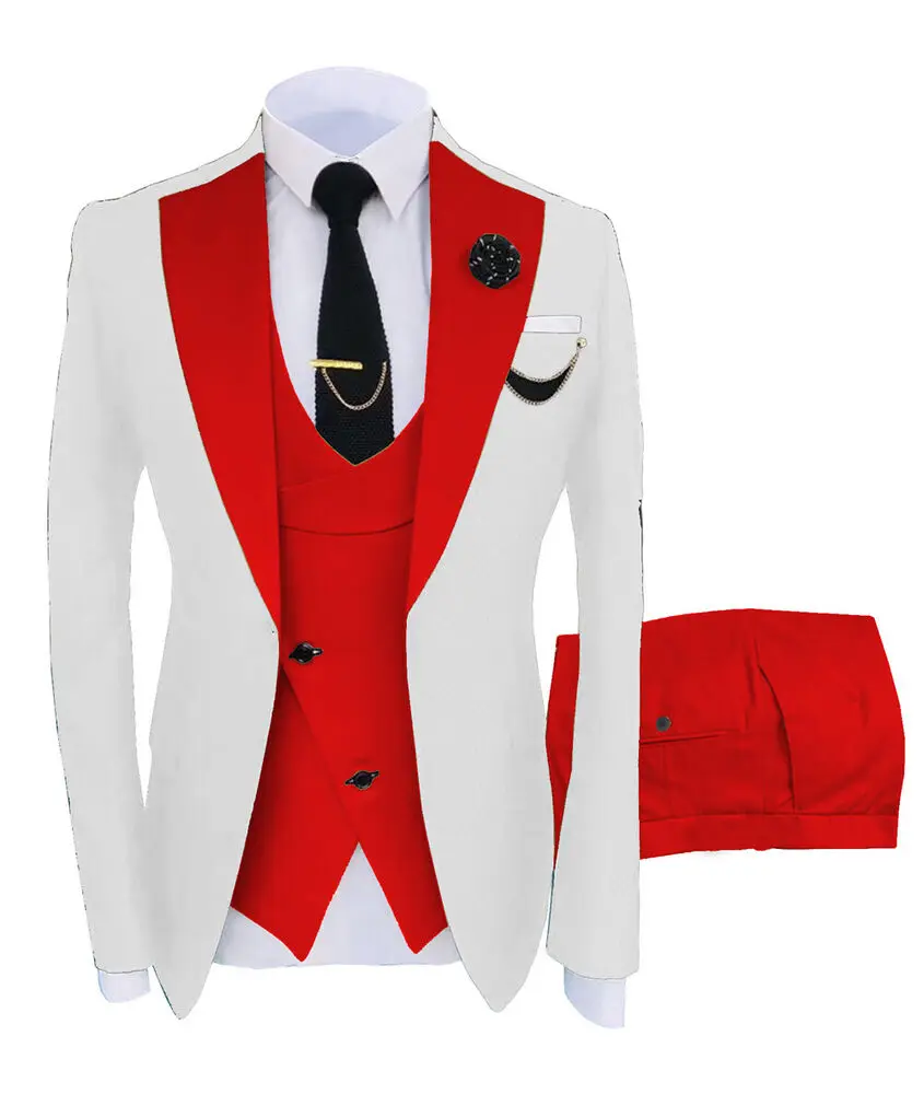 Men Coat Business Formal Slim Fit Suit Costumes Pour Homme Set Party Vest Pants Wedding 3pcs Blazer Verde Hombre Terno Masculino