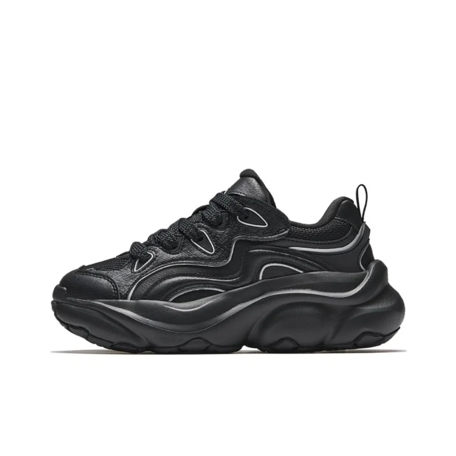 Anta Cute Paw Slip Resistant Abrasion Resistant Low top Casual Shoes Women's Black Silver 122518880R-2