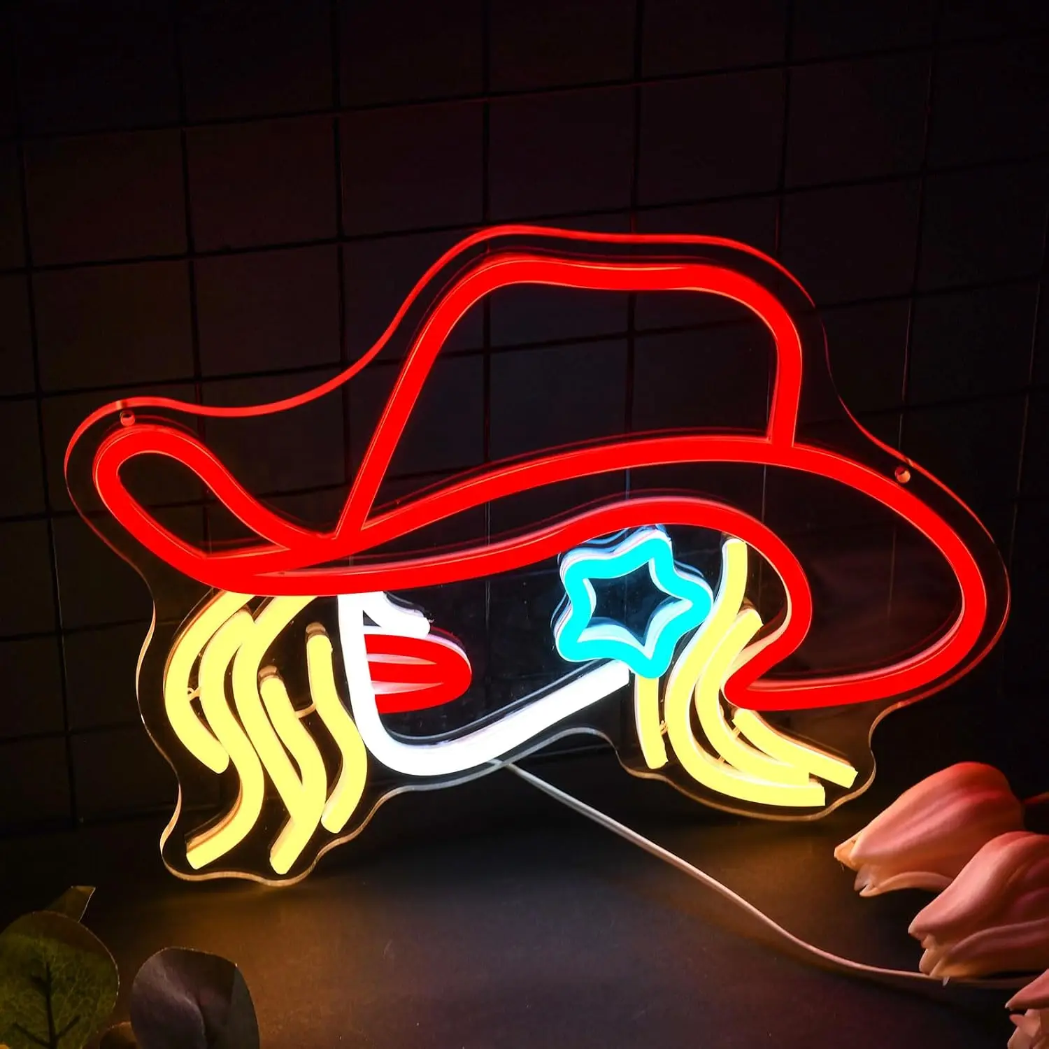 

Неоновые вывески Cowgirl Hat с питанием от USB, искусственные неоновые светильники для настенного декора, игровая комната, спальня, фотобар, свадьба, Рождество, подарок на день рождения