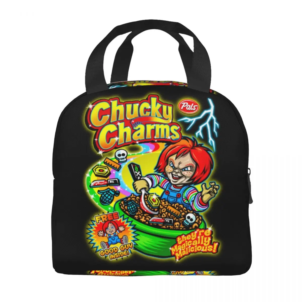 Chucky Charms Horror Cerel Parody Insulated Lunch Bag for Women Funny Devil Doll Thermal Cooler Lunch Box Office Work School