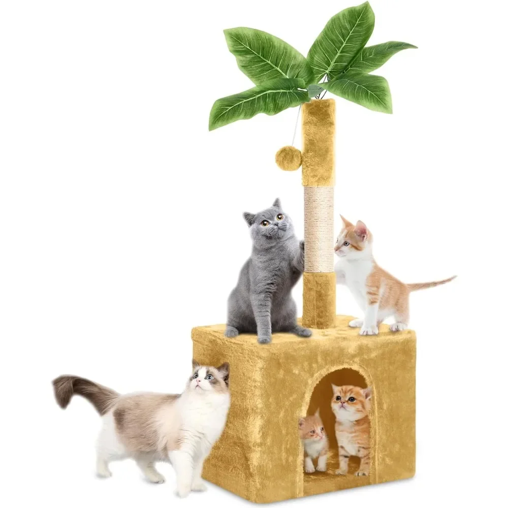 Cozy Plush Tree for Cats, Indoor Plant Design, Cat House, Cute Cat Condo, Scratching Posts, Hang Ball, Pet Home, Free Shipping