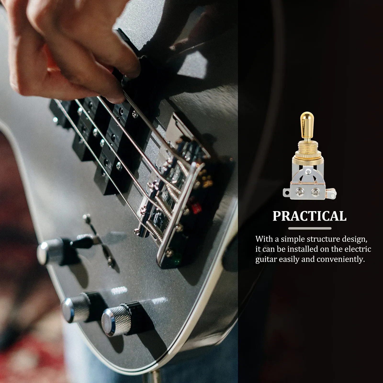 

Electric Guitar Pickup Switch Metal Toggle Water Proof Selector Golden for Parts