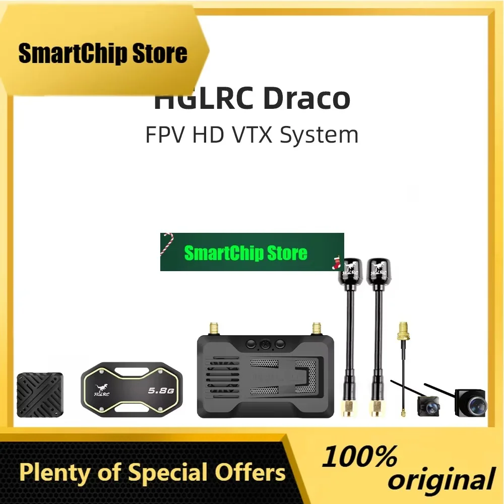 SmCpHGLRC Draco FPV HD VTX System 5.8G 1W Dual Antenna Design For Long-range FPV Flight