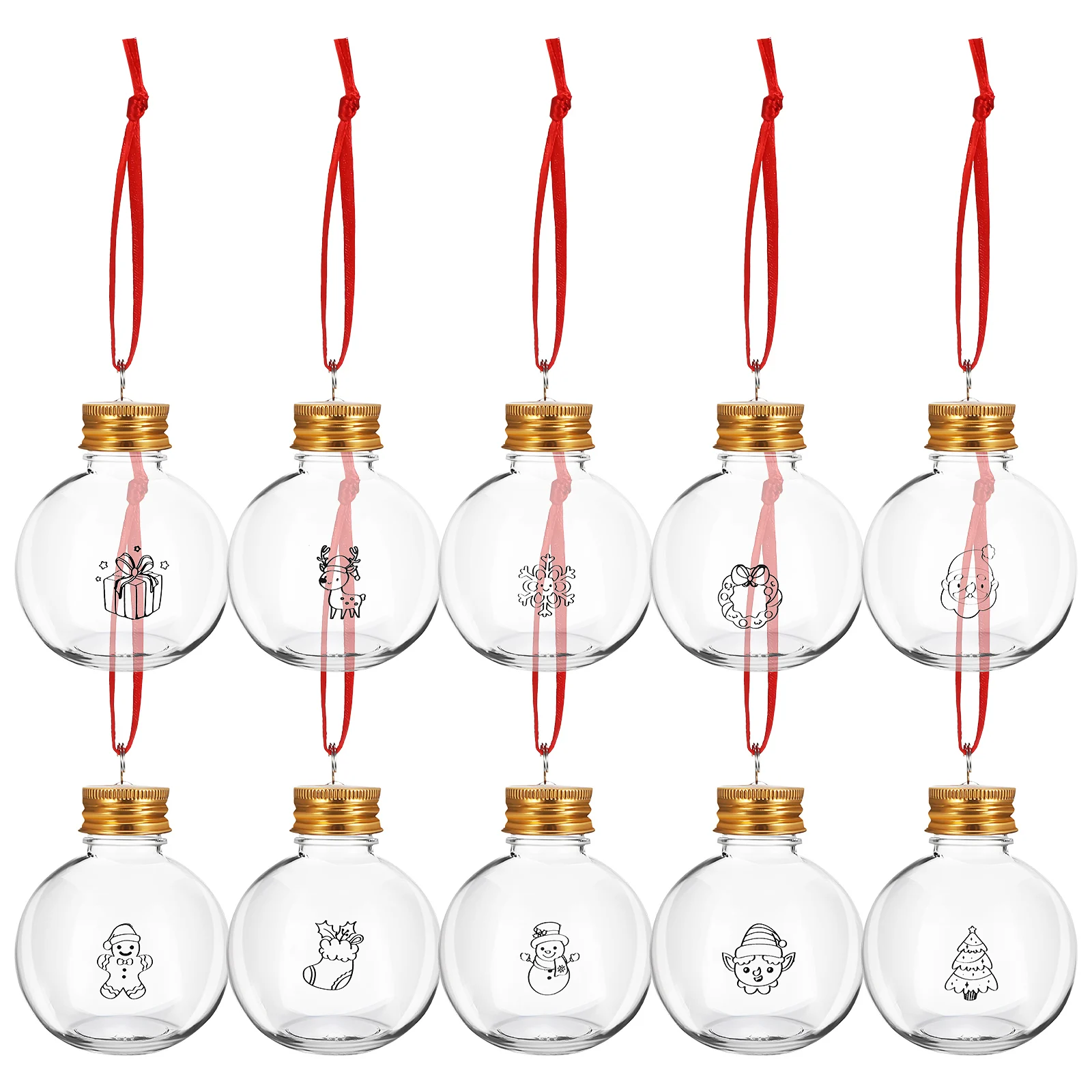 

10 pcs 100ML Christmas Decorative Bottle Fillable nament Crafts Empty Plastic Wishing Bottle for Holiday Decoration nament