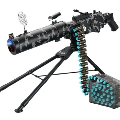 M1917 Heavy Machine Gun Manual/Automatic Model Toy Blaster with Large Capacity Drum Magazine 10-15m Shooting Range