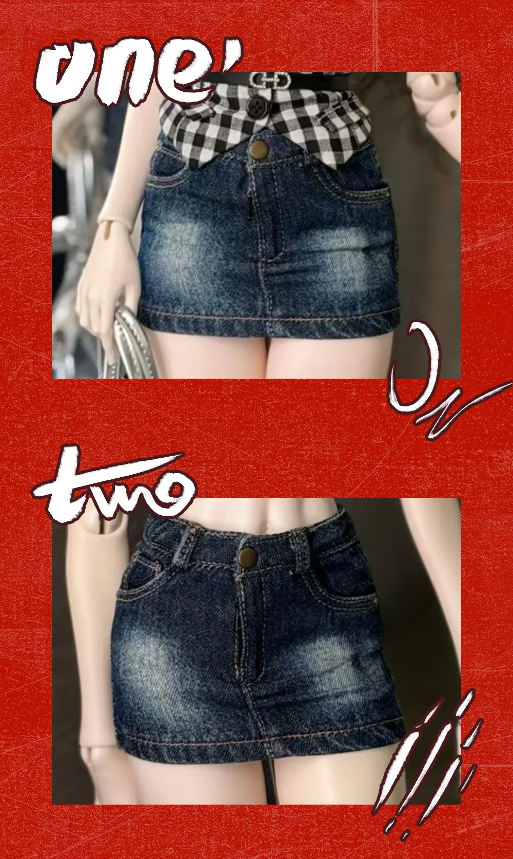

[Only Selling Clothes ] Big Size Doll 1/3 Denim Skirt Waist Circumference 21cm/Skirt Length10cm/Hip Circumference26cm BJD