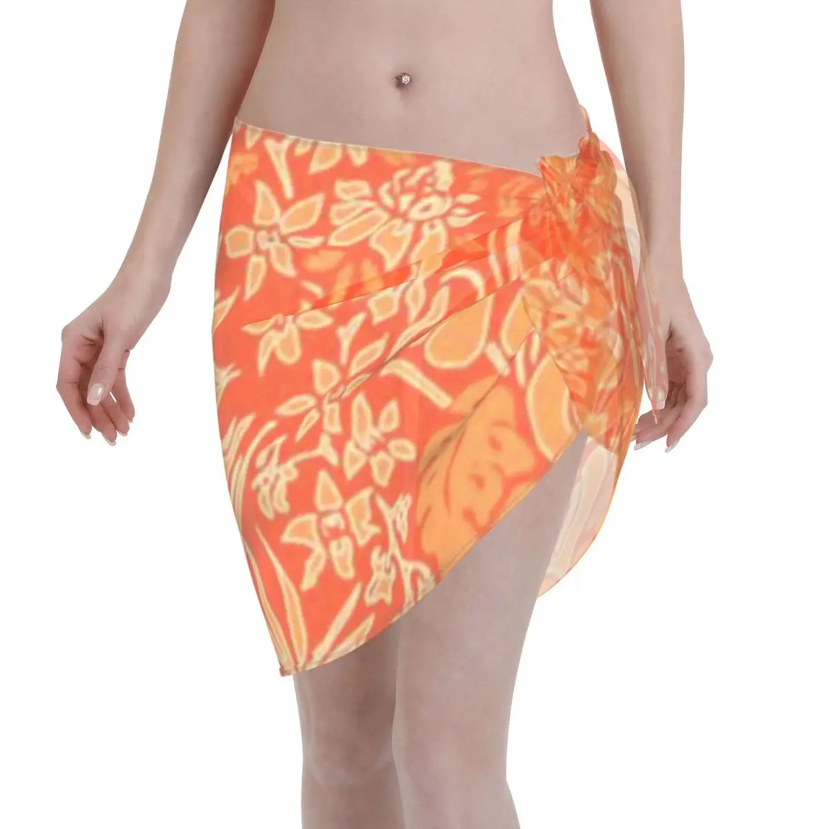 Promotion Kauai Morning Hawaiian Protea Floral - Papaya Women's Beach Wrap SkirtCoastal Cafe Visit Beach Pareo Wrap