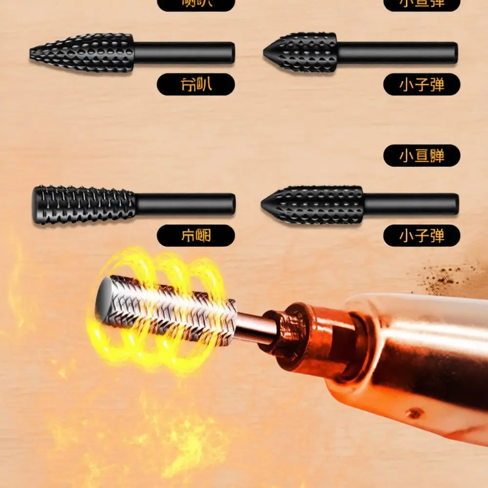 Wood Carving Rotary Burr Bit Set Steel Grinding Head For Shaping Slotting Surface Texture Metal Polishing Craft Tools