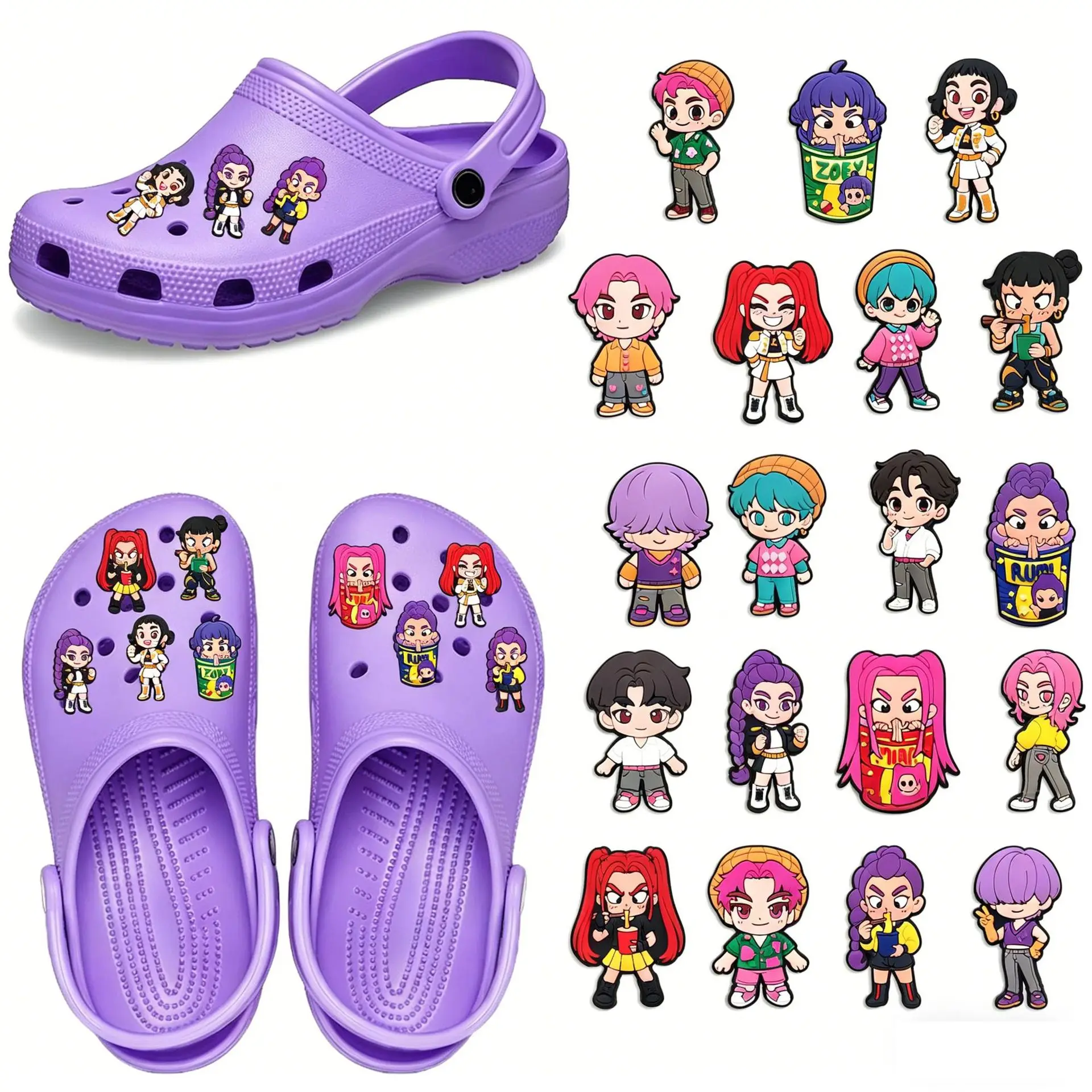19Pcs Potdemiel Series Shoe Charms For DIY Charms Shoe Decoration Accessories Shoe Pins Bubble Slides Sandals Great Gift image 2