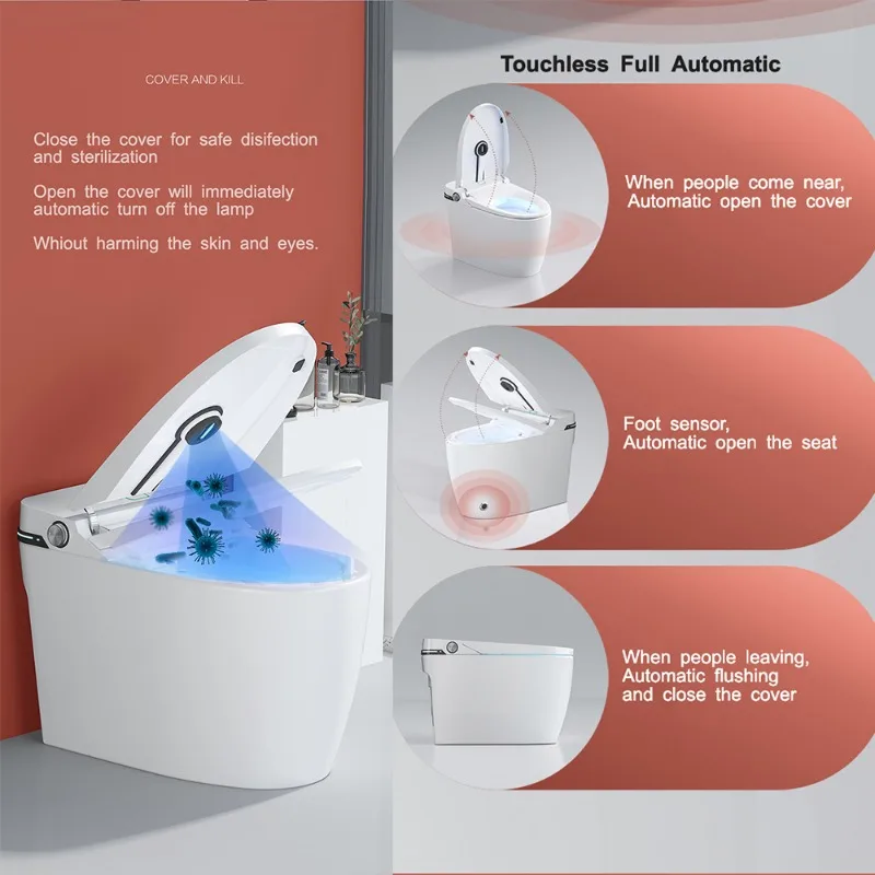 With sterilization system full automatic touch less chinese sanitary ware the intellig toilet wc smart wc uv sterilize toilet