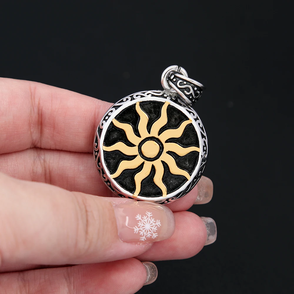 Classic Vintage Stainless Steel Sun God Necklace For Men Punk Apollo Amulet Pendant Fashion Myth Biker Jewelry Gifts Wholesale