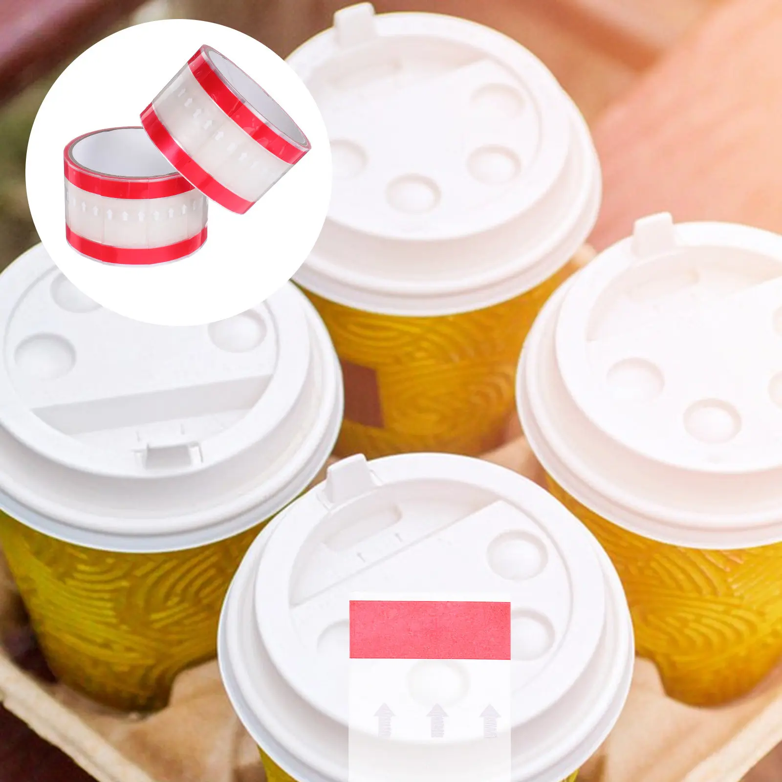 

2 Rolls Clear Adhesive Seal Sticker Beverage Cup Lid Seal Leak Proof Tamper Evident Transparent Opp Drinking Cup Accessory