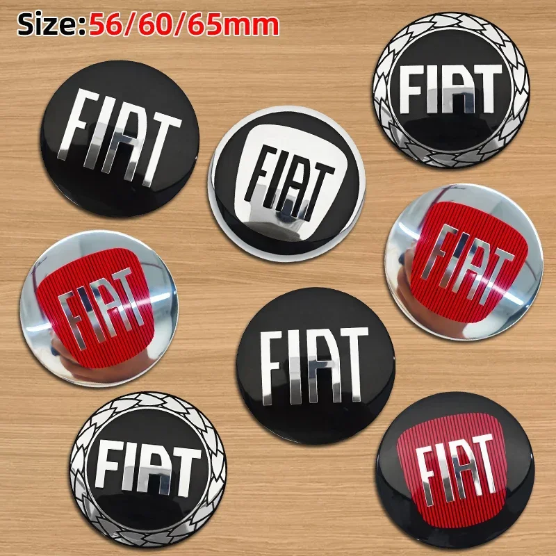 4 Stück 3D 56mm 60mm 65mm Auto-Radnabenkappen für Fiat-Emblem, Nabenkappen-Abdeckung, Auto-Logo-Aufkleber, Auto-Styling-Zubehör
