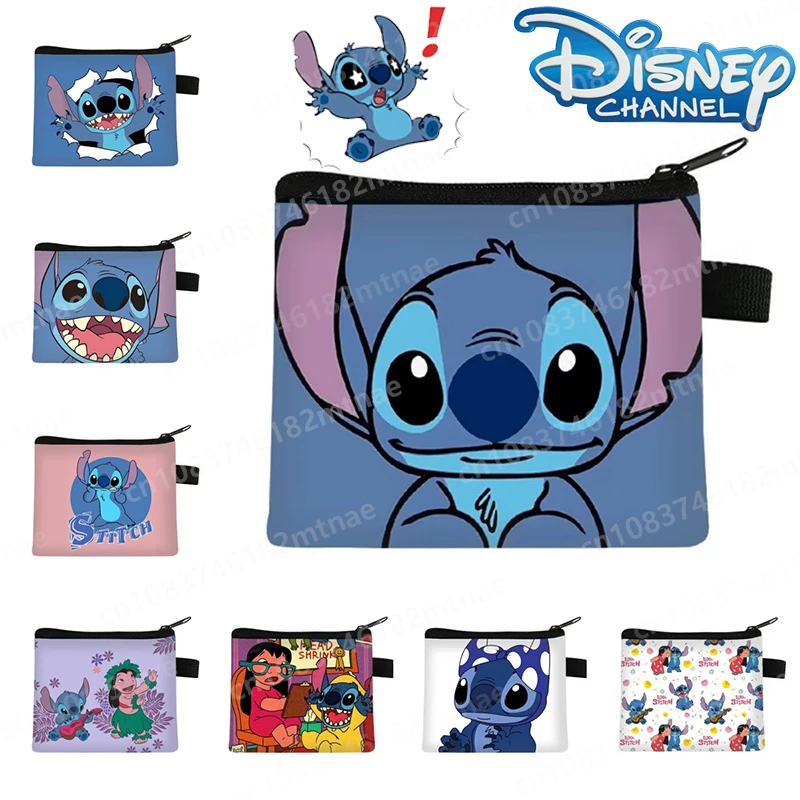 

2024 Disney Cartoon Stitch Pattern Printed Children's Coin Purse Coin Key Earphone Bag Cute Large Capacity Purse Christmas Gift