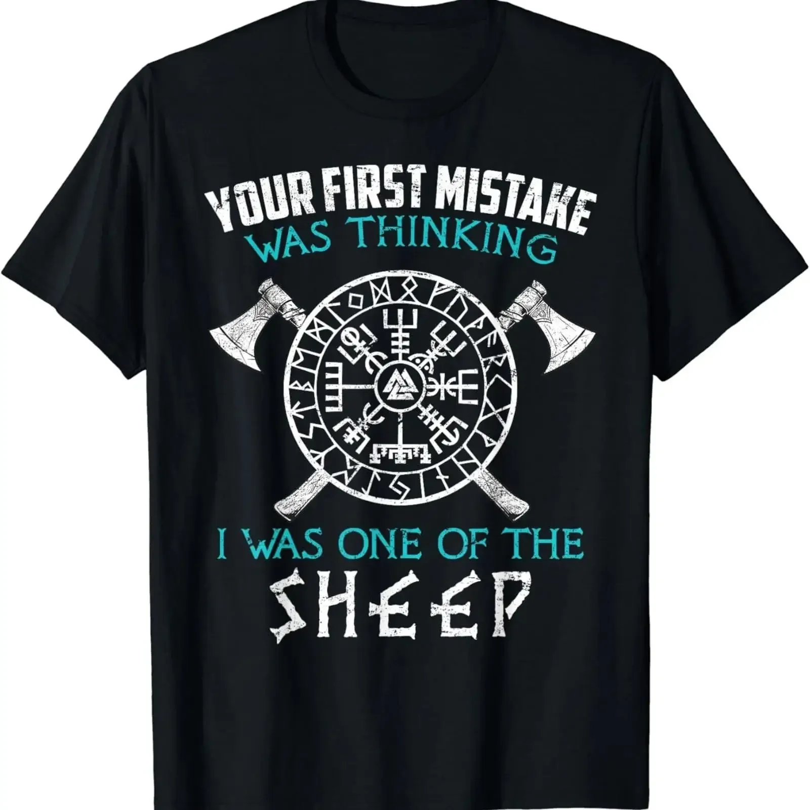 Your First Mistake Viking Norse T Shirt  vintage Washed Stylish Casual streetwear Slightly Versatile fashion Soft graphic