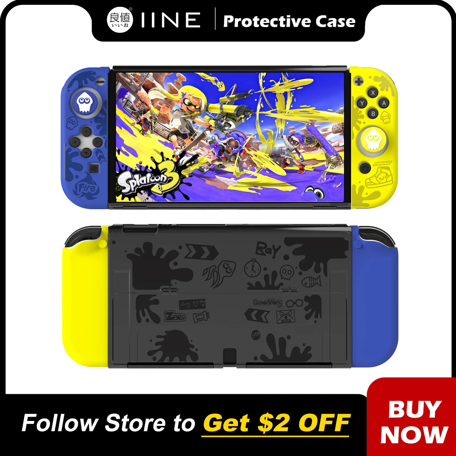 

IINE Purple-Yellow Games Protective Case Cover Accessories Compatible Nintendo Switch