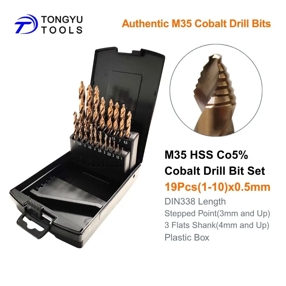 M35 Kobalt Boorbits Set Getrapte Punt Metrisch DIN338 HSS Co5% Spiralboor voor RVS Hard Metaal Zwaar Werk