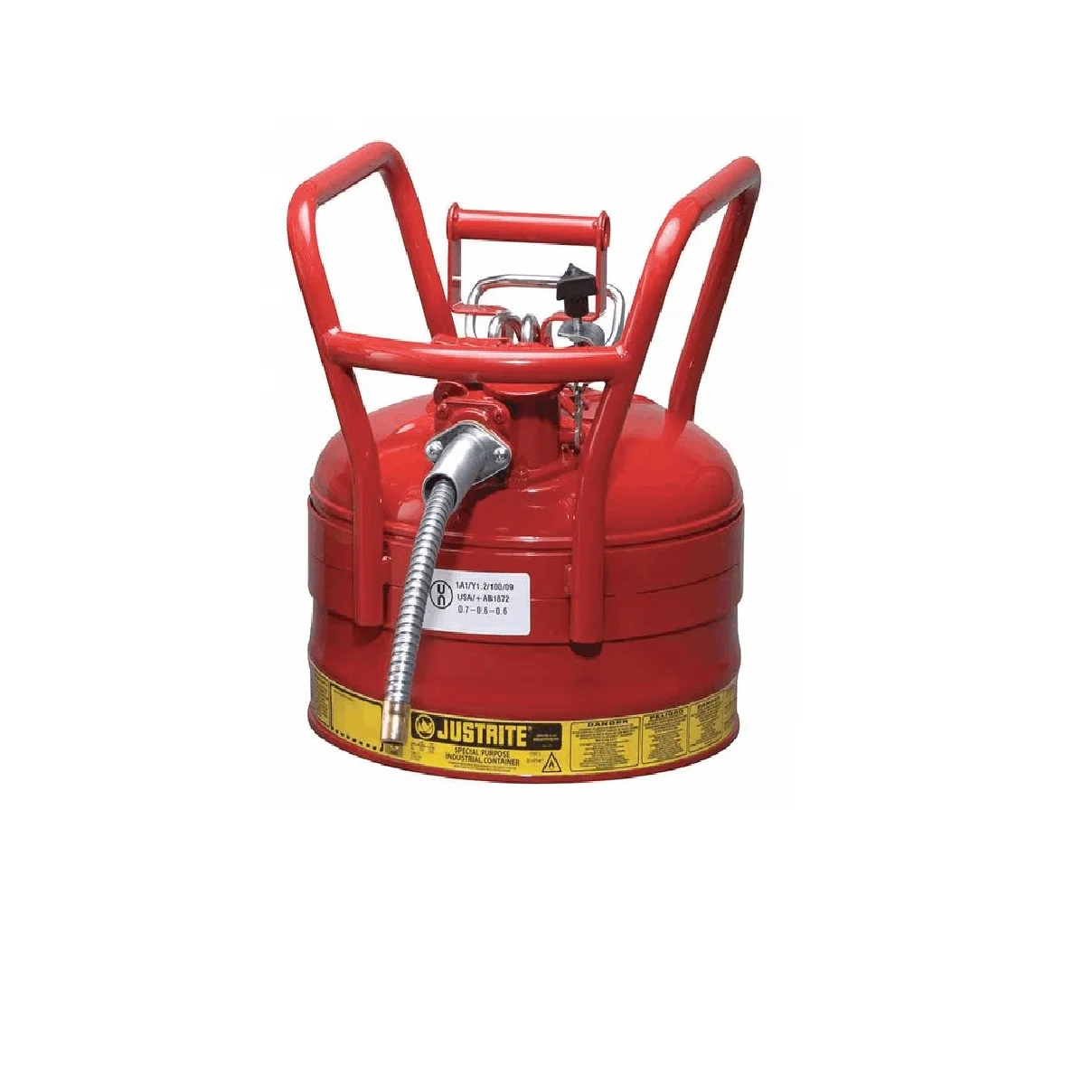

Safety Can, Steel, 2.5 gal, Red, 11 3/4 in Dia., Flammables