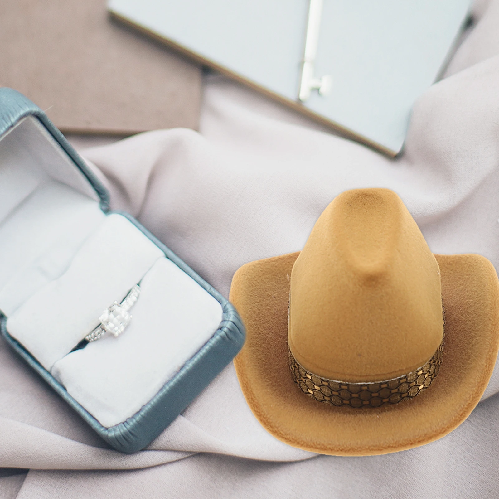 

3 Pcs Storage Box Cowboy Hat Shape Jewelry ganizer Accessories Valentine Gift Cowboy Hat Ring Storage Holder Packaging Display