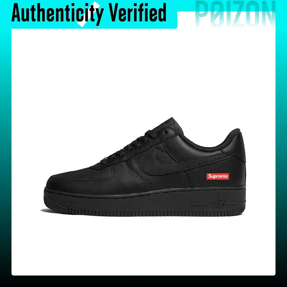 Nike x Supreme Air Force 1 Box Logo Fashion Low top Skateboard Shoes Unisex Black CU9225-001