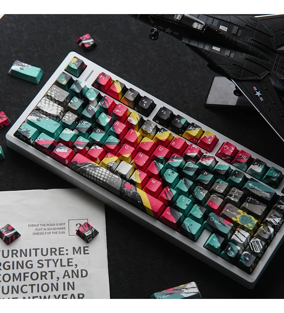 Premium keycaps PBT sublimation personality side engraving light transmission small language high value creative keycaps