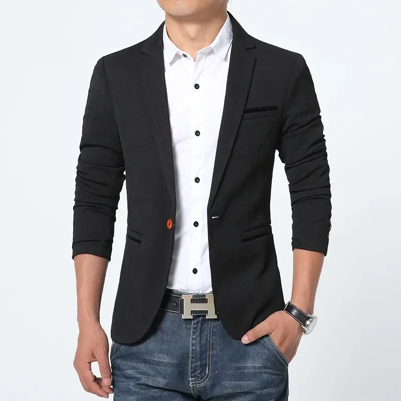 

New Spring Fashion Brand Luxury Men Blazer High Quality Cotton Slim Fit Men Suit Terno Masculino Blazers Men Plus Size M-5XL