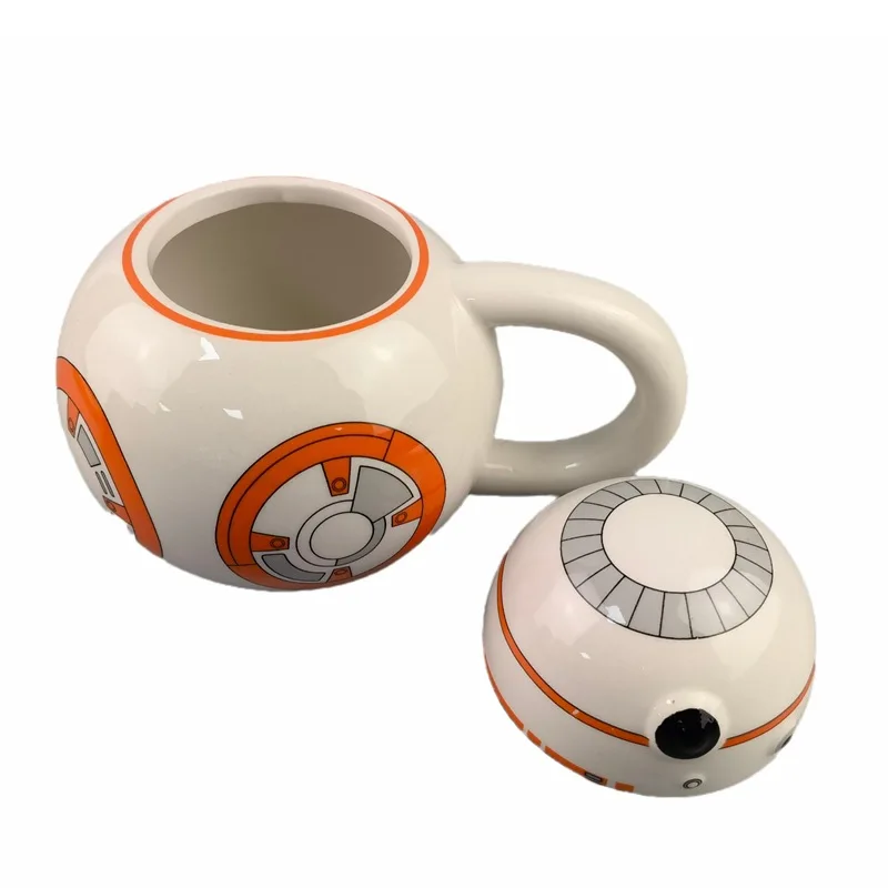 スターウォーズロボットセラミックマグ、蓋付き、3Dコーヒーマグ、スターウォーズ、BB-8