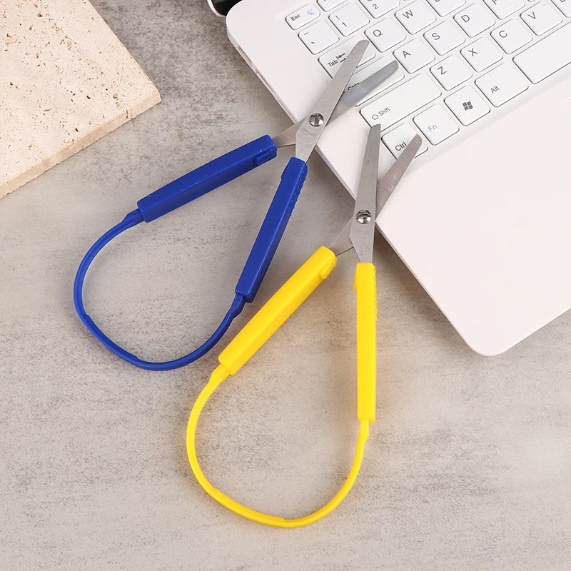 1Pc Mini Stainless Steel Loop Scissors Colorful Grip DIY Art Craft Paper Cutting Stationery For Student School Office Tool