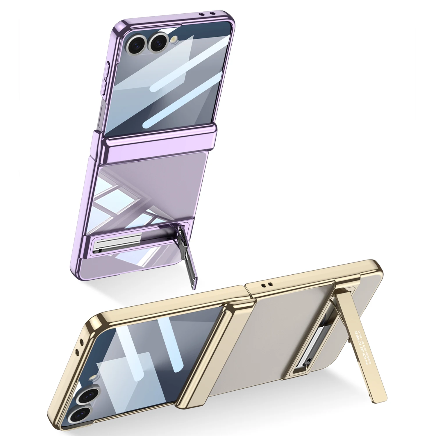 

For Samsung Galaxy Z Flip 7 Phantom Folding Magnetic Case Membrane Integrated Shockproof Anti-Fingerprint Phone Case with Stand