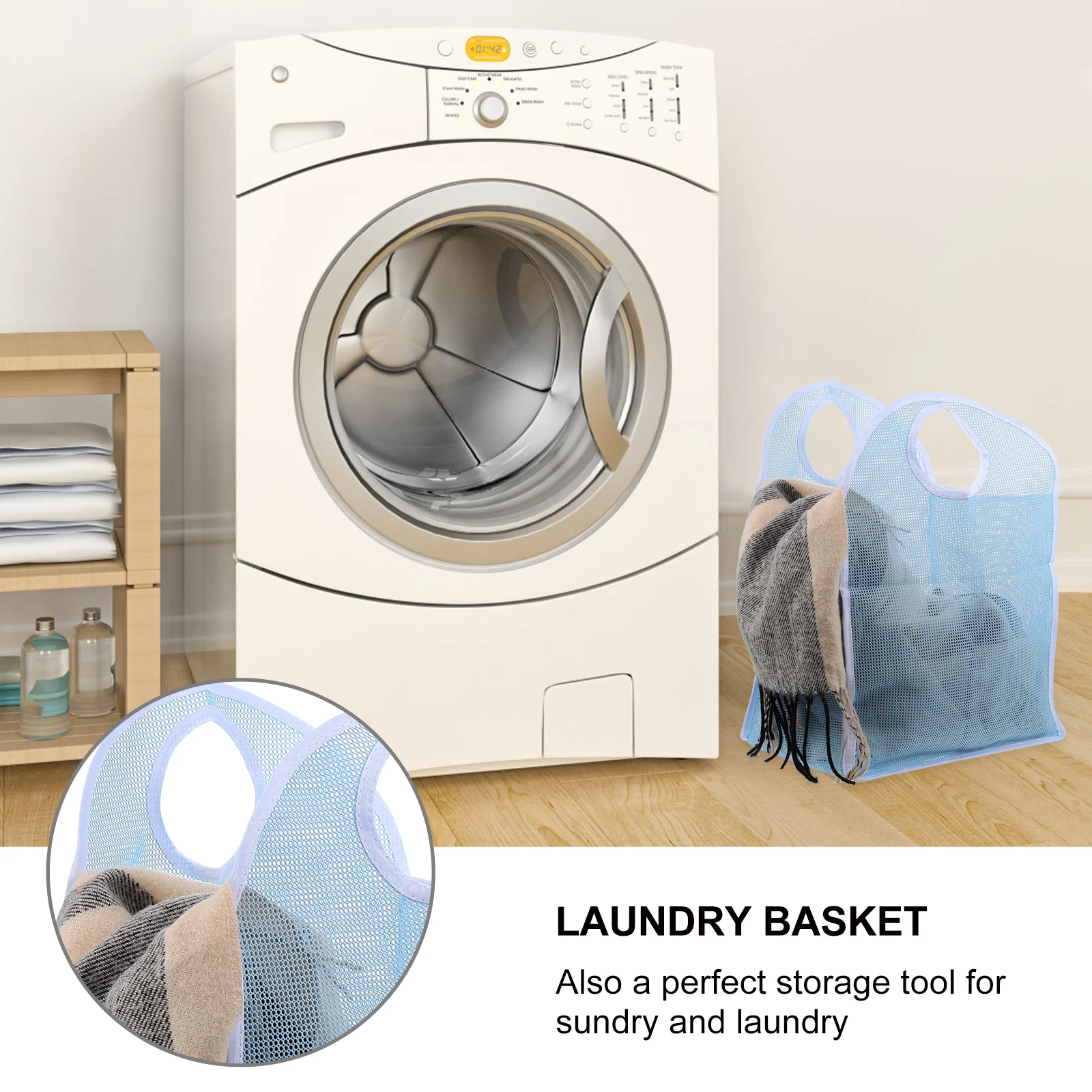 

Folding Laundry Basket Household Organizer Multifunctional Handbag Eco-Friendly Materials Portable Design Fine Workmanship Home