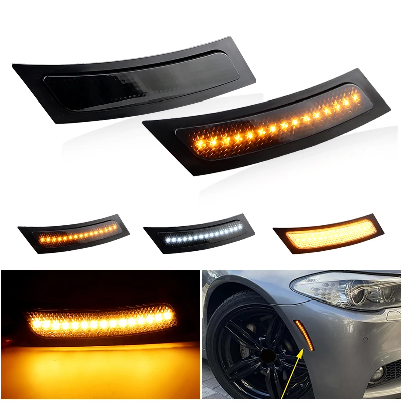 

2×for BMW F10 5-Series 520i 528i 535d 535i 550i 535d xDrive LED Front Bumper Reflector Lamp Side Marker Light Fender Turn Signal