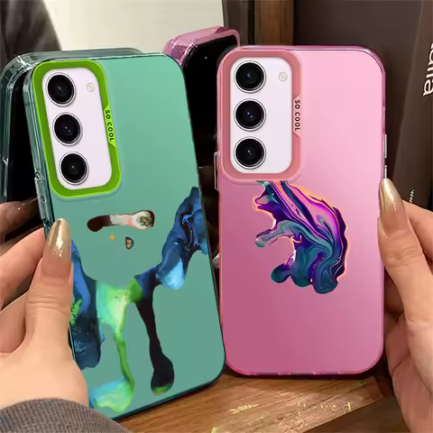 Art Color Cool For Samsung Galaxy S24 S23 S22 S21 S20 FE Ultra Plus Lite 5G Fashion Colorful Silver Phone Case