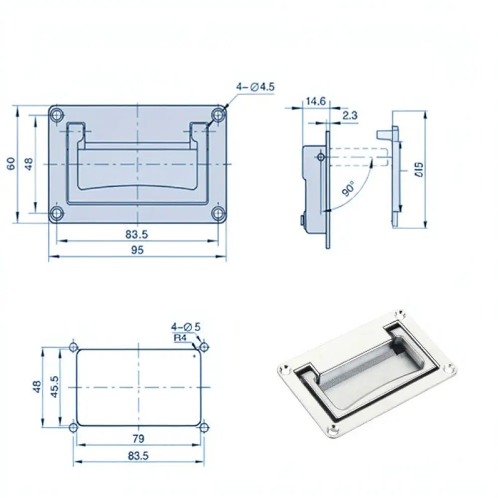 Reliable Zinc Alloy Flush Handle For Gurei Industrial Electric Power Cabinet Panel Tool Box Grip Hardware