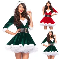 Fashion Miss Claus Dress Suit Women Christmas Fancy Party Dress Sexy Santa Outfits Hoodie Santa Claus Sweetie Cosplay Costumes