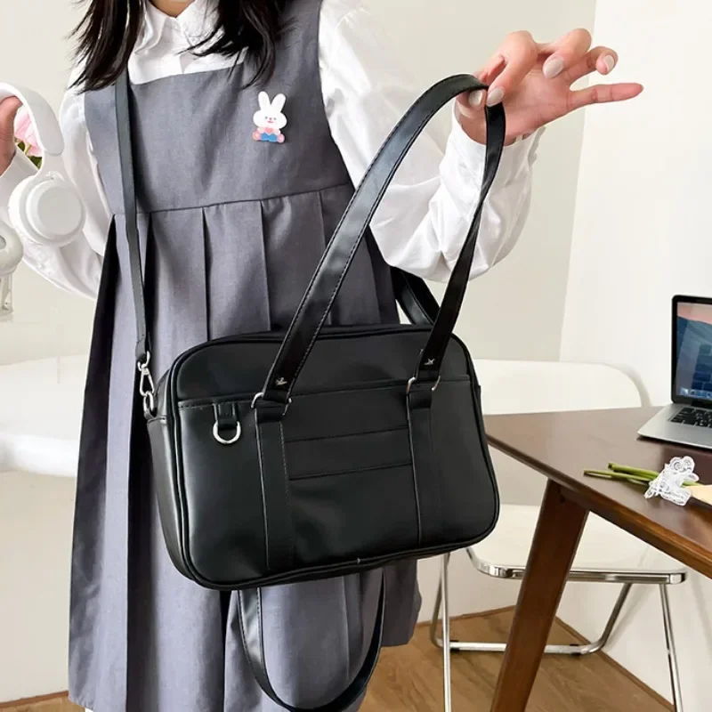 Women High School Student Uniform Bag PU Leather Shoulder Bag Women Simple Handbags Crossbody Bags