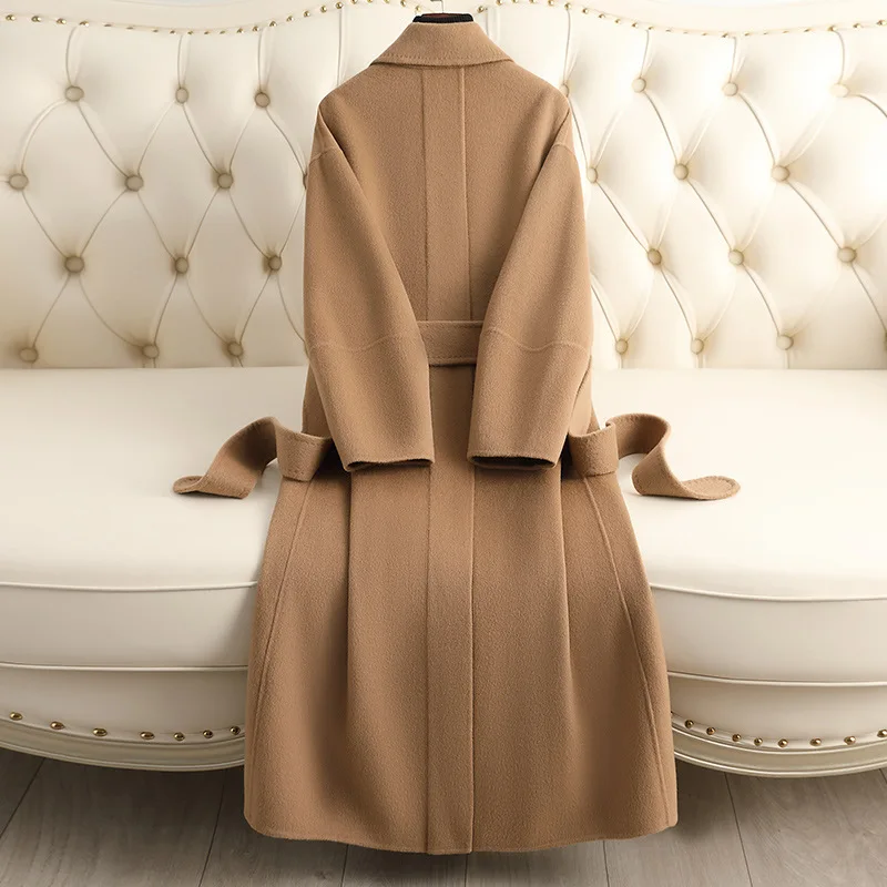 

Double-sided cashmere coat for women's senior sense 2024 new slim-fitting and thin woolen coat over the knee Korean version coat