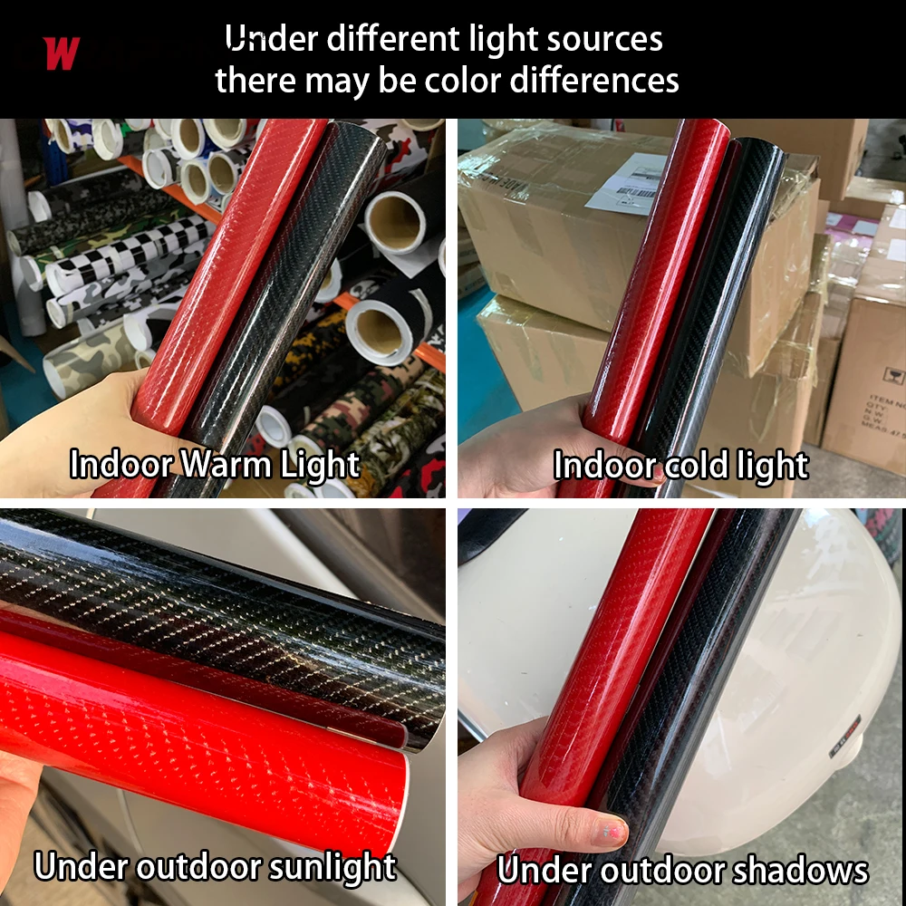 7D 카본 파이버 비닐 랩 블랙 자동차 필름 레드 오토바이 스티커 자동차용 PET 차량 바디 스티커 방수 자가 접착 필름