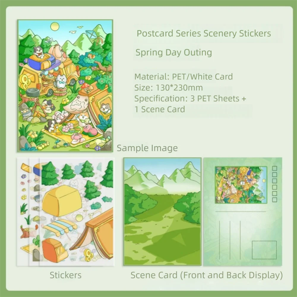 

Multicolor 3D Micro Landscape Sticker PET DIY Accessories Decorative Scene Sticker Decompression Cartoon