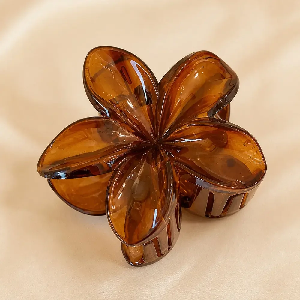 Flower Hair Claw Clips French Vintage 6 Piece Set Tortoiseshell Black Brown Jaw Clamps Updo French Twist Bun Styling Daily Wear