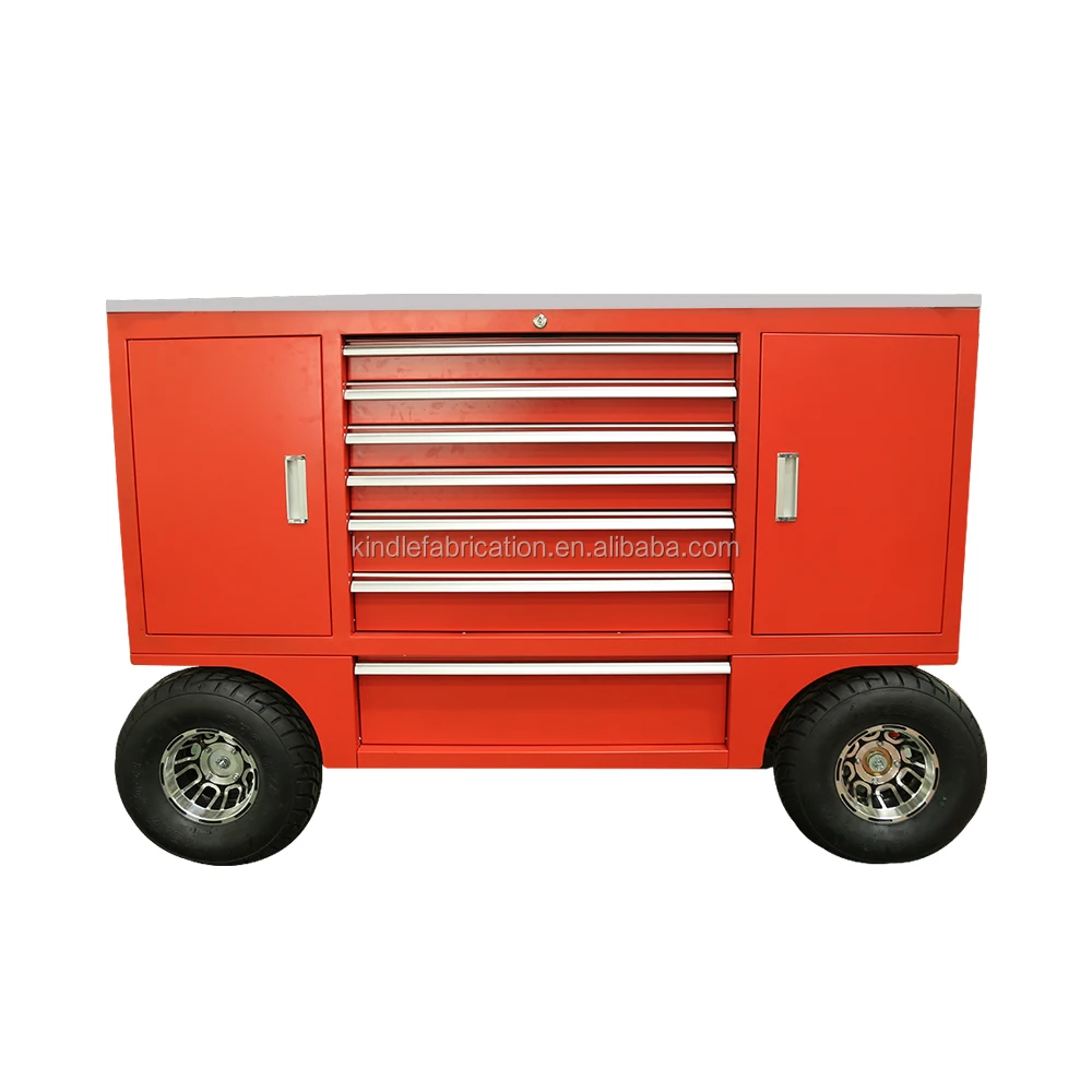 72 Inch Metal Rolling Pit Tool Box Cart Wagon Trolley  Racing With Drawers For Sale