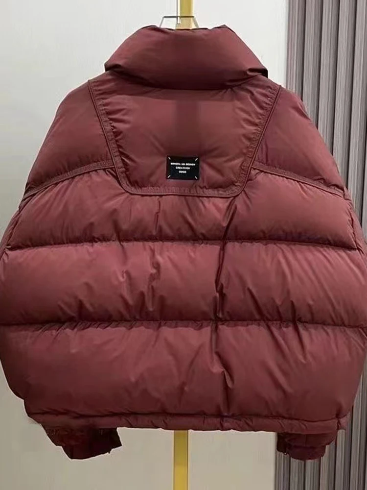 Zoki Vintage Warme Koreanische Parkas Frauen Casual Langarm Winter Puffy Mäntel Lose Einfache Feste Taschen Weibliche Dicke Jacken Neue