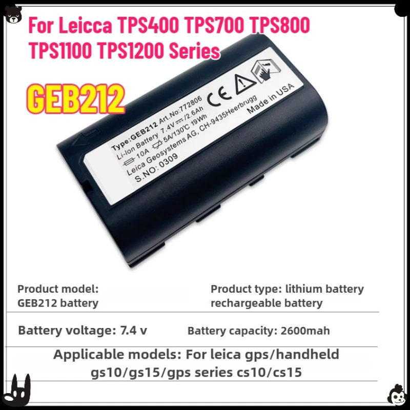 

Battery GEB212 for Leicca TPS400 TPS700 TPS800 TPS1100 TPS1200 Series Total Station GS10 GS14 GS15 Surveying Equipment