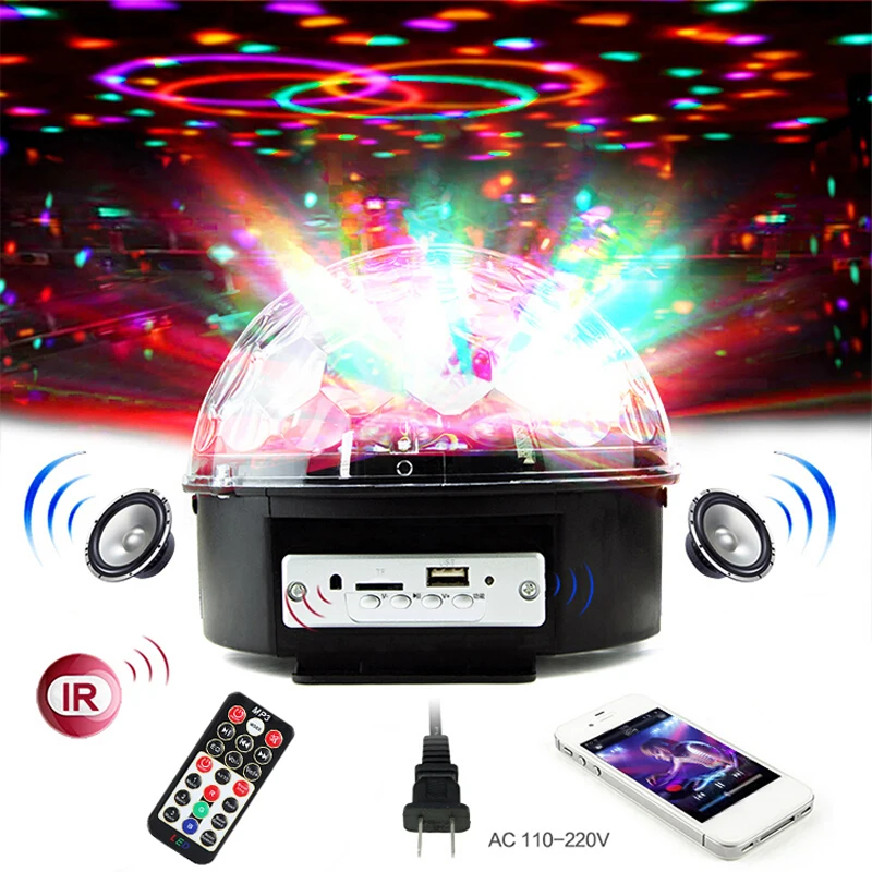 LED Magic Bóng MP3 Bluetooth Đèn 6 Màu Loa Kép Hỗ Trợ USB Và Thẻ SD Để Cưới Disco